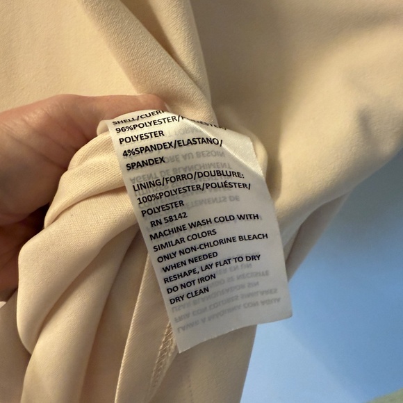 Maggy London Women's Scuba Crepe Pleat Tuck Waist Dress, Horn Cream White 10 - Picture 5 of 8